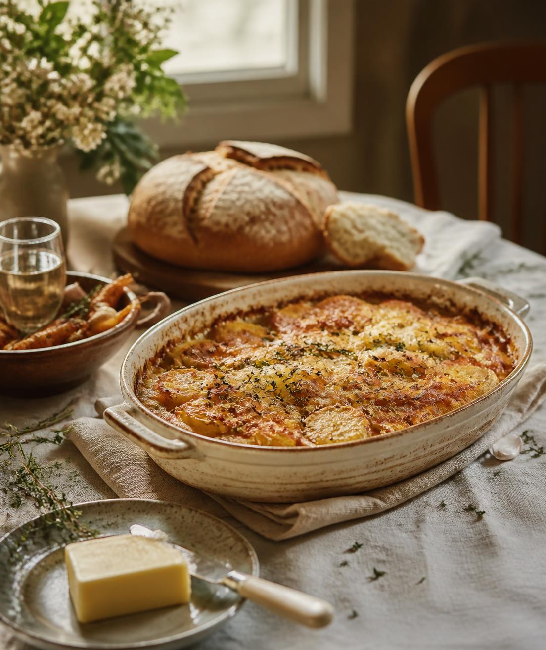 Plat familial européen fait maison et gratiné