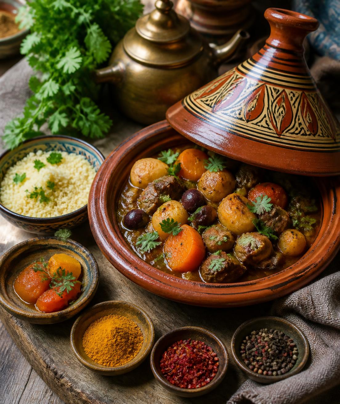 Plat oriental mijoté et parfumé servi à la maison